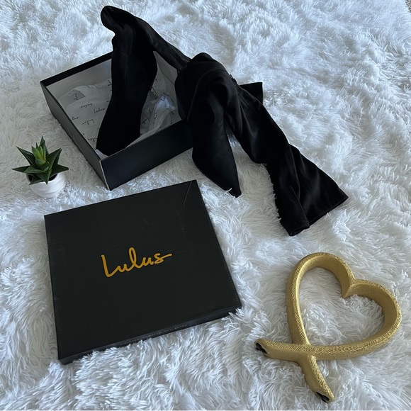 NWT LULUS Kaz Black Suede Pointed-Toe Over-the-Knee Boots - Picture 2 of 10